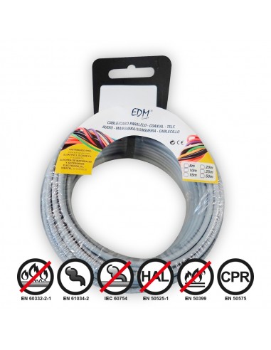 Carrete cablecillo flexible 2,5mm gris 5mts libre de halógenos