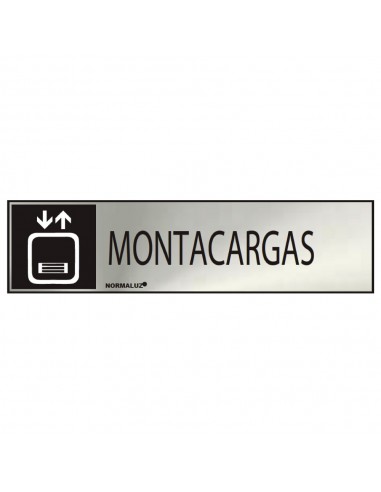 Cartel informativo "montacargas" (inox adhesivo 0.8mm)  5x20cm 