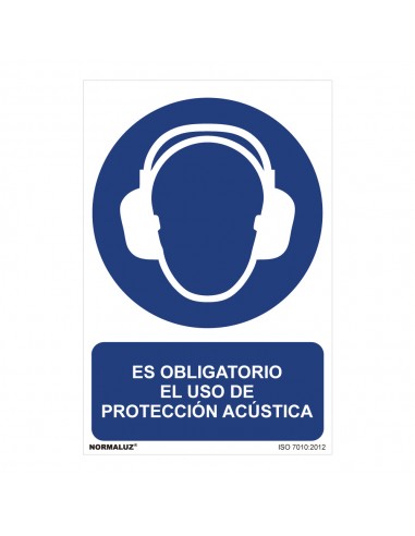Señal uso obligatorio "paso obligatorio el uso de proteccion acústica" (pvc 0.7mm)  30x40cm 