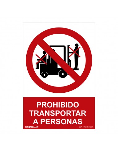 Señal prohibido "prohibido transportar a personas" (pvc 0.7mm)  30x40cm 