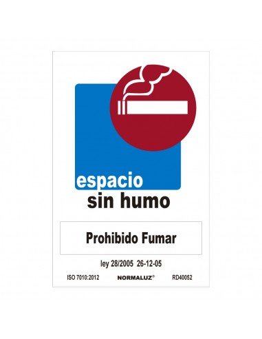 Señal prohibido "espacio sin humo" (pvc 0.7mm)  30x40cm 