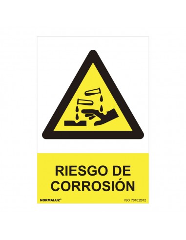 Señal peligro "riesgo de corrosión" (pvc 0.7mm)  30x40cm 
