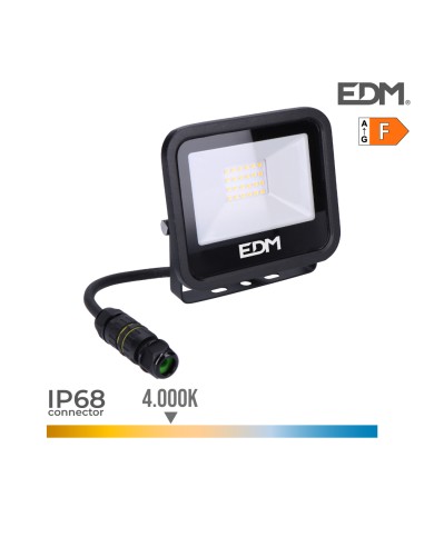 Foco proyector led 20w 1520lm 4000k luz dia black series edm
