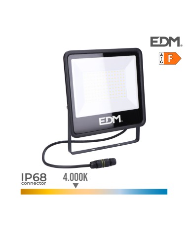Foco proyector led 100w 8200lm 4000k luz dia black series edm