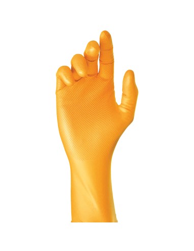 Caja 50 guantes desechables nitrilo naranja sin polvo talla 10 juba