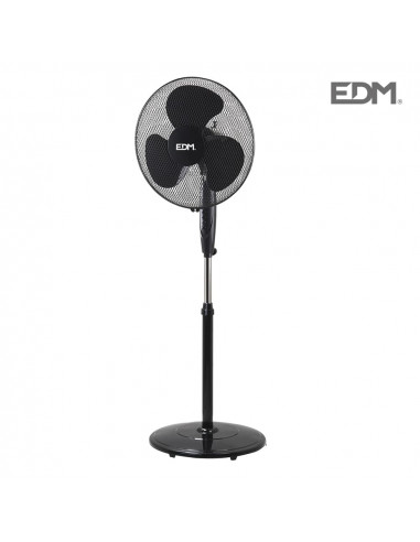Ventilador de pie con base circular negro potencia: 45w aspas: ø40cm altura regulable 110-130cm edm