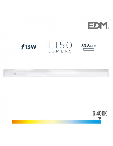 Regleta electronica led 13w 1150lm 6400k luz fria 3,6x83,8x3cm edm