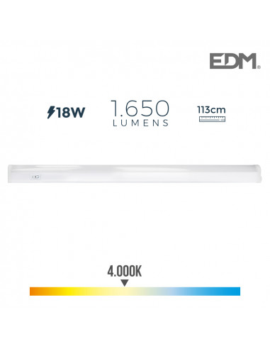 Regleta electronica led 18w 1650lm 4000k luz fria 3,6x113,8x3cm edm