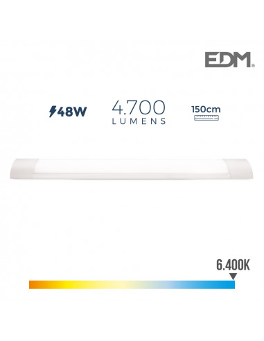 Regleta electronica led 48w 6400k luz fria 4700lm 12x150x3,1cm edm