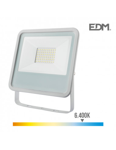 Foco proyector led 50w 3500lm 6400k luz fria 19,2x2,9x17,5cm blanco edm