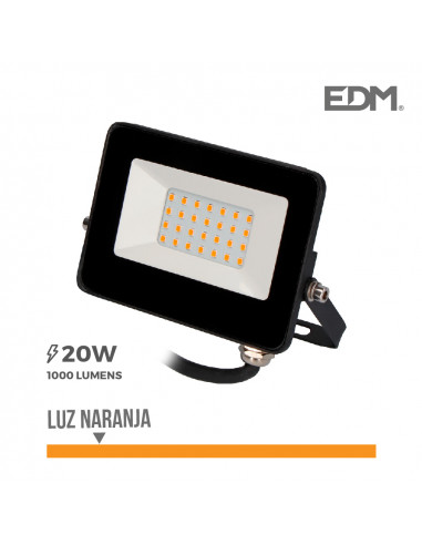 Foco proyector led 20w 1000lm luz naranja 12x8,8x2,4cm edm