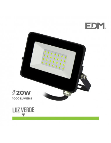 Foco proyector led 20w 1000lm luz verde 12x8,8x2,4cm edm