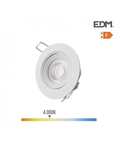 Downlight led empotrable redondo 5w 4000k luz dia marco blanco ø9cm edm
