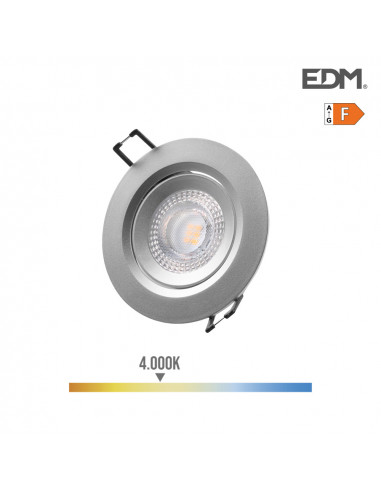 Downlight led empotrable redondo 5w 4000k luz dia marco cromo ø9cm edm
