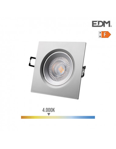 Downlight led empotrable cuadrado 5w 4000k luz dia marco cromo 9x9cm edm