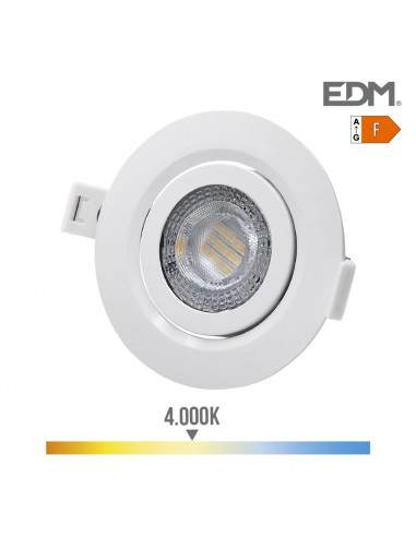 Downlight led empotrar 9w 806 lumen 4.000k redondo marco blanco edm