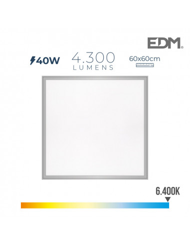 Panel led 40w 4.300lm ra80 60x60cm 6.400k edm