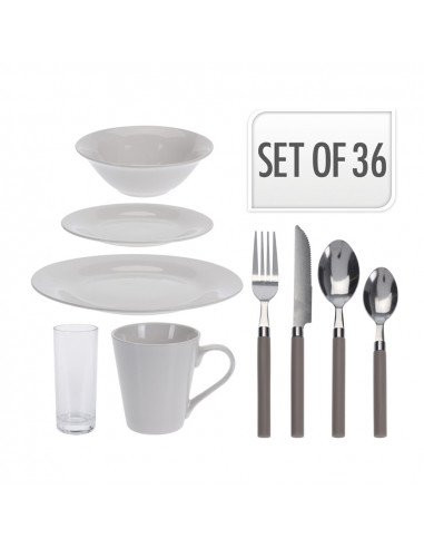 Servicio de mesa de 36 piezas platos + cuencos + cubiertos