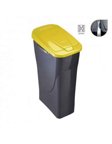 Cubo 25 litros ecobin con tapa color amarillo 21,5x36x51cm mondex