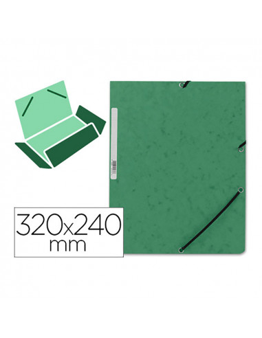Carpeta gomas kf02167 cartón verde con solapas dina4 q-connect