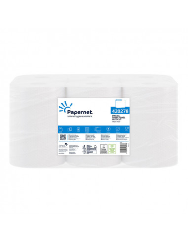 Pack de 6 rollos secamanos autocorte papernet150m 2 capas 14300022 papernet