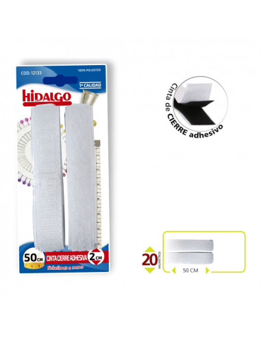 Blister cinta cierre adhesiva 2x50cm blanco hidalgo