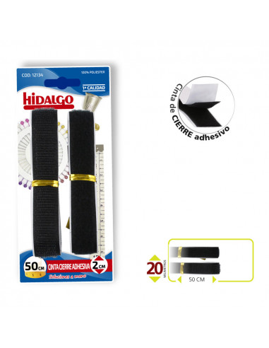 Blister cinta cierre adhesivo 2x50 cm negro hidalgo
