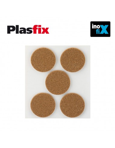 Pack 5 fieltros marrones sinteticos adhesivos diametro 34mm plasfix inofix